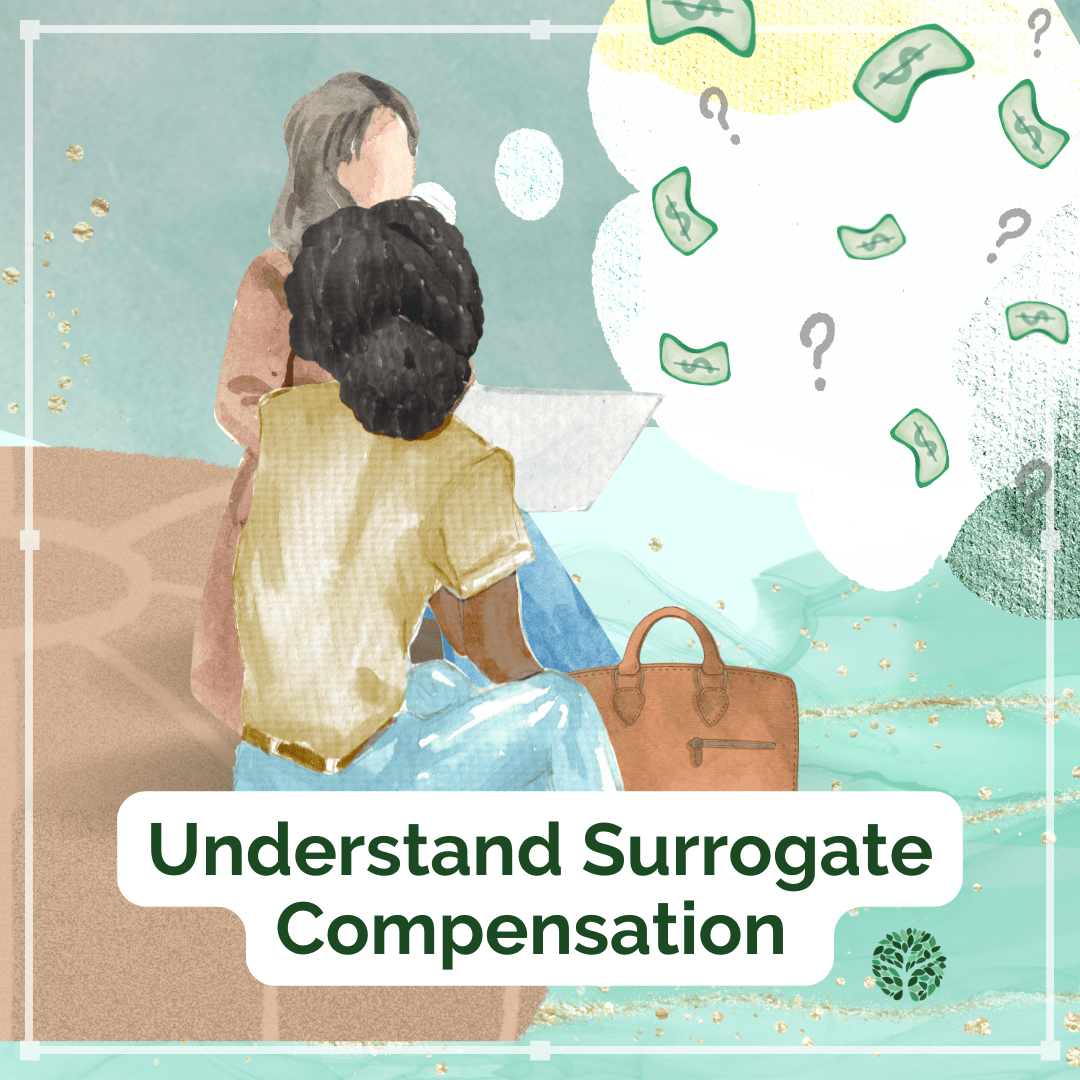 two women discussing surrogate compensation