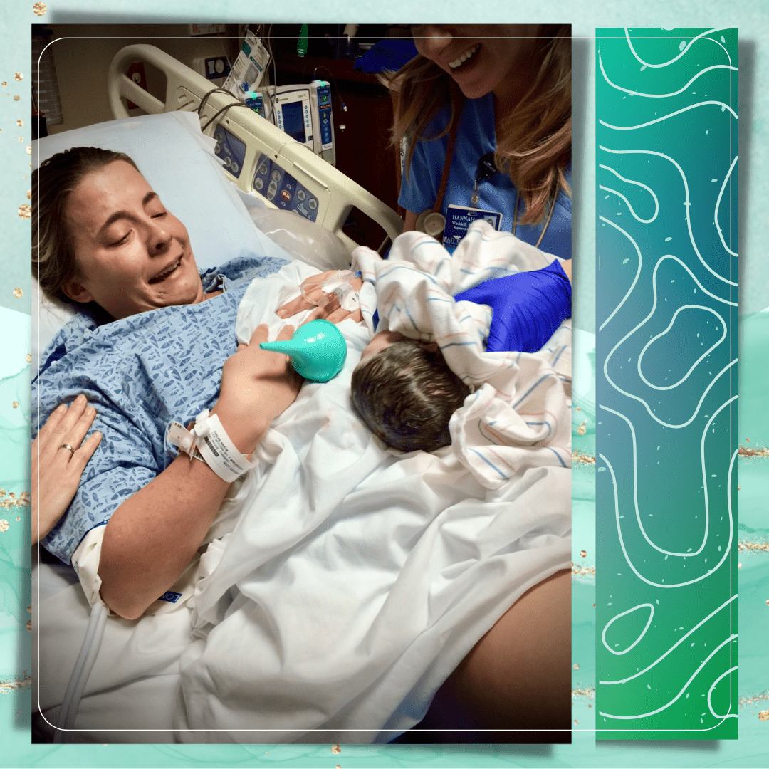 Kristie Theilka and first surrogacy baby in hospital right after birth